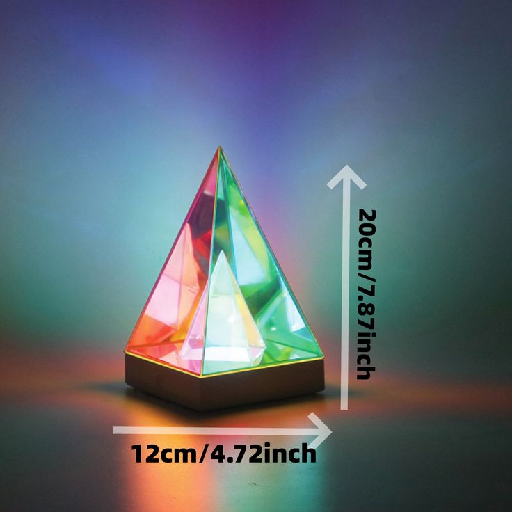 Colorful Table lamp Acrylic 3D Art Pyramid Night lamp Creative Acrylic Light Bedside Table Creative Lighting USB Glow lamp 3D Night Light Pyramid Desk lamp for Bedroom Decorative