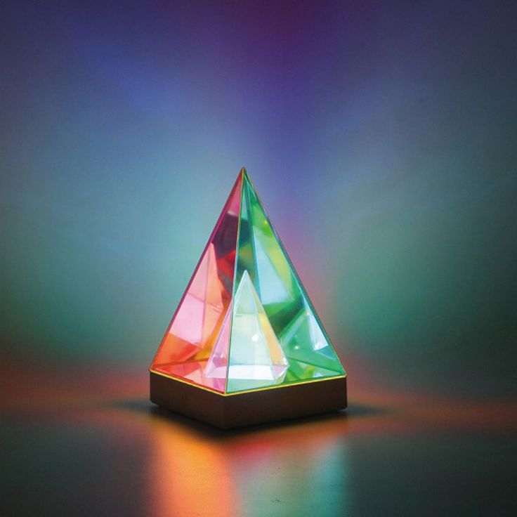 Colorful Table lamp Acrylic 3D Art Pyramid Night lamp Creative Acrylic Light Bedside Table Creative Lighting USB Glow lamp 3D Night Light Pyramid Desk lamp for Bedroom Decorative