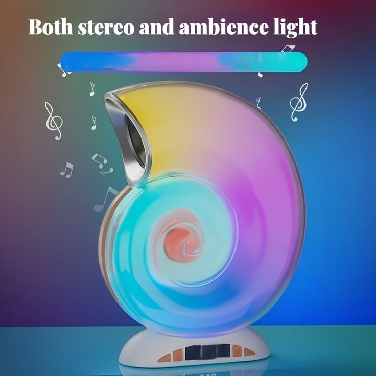 Conch Music Light Lamp, Desktop Smart Speaker Atmosphere Light, Alarm Clock Wake Up Light, Symphony Dynamic Smart Night Light Table Lamp, APP Control Light Adjustment with 2000mAh Battery (Grey)