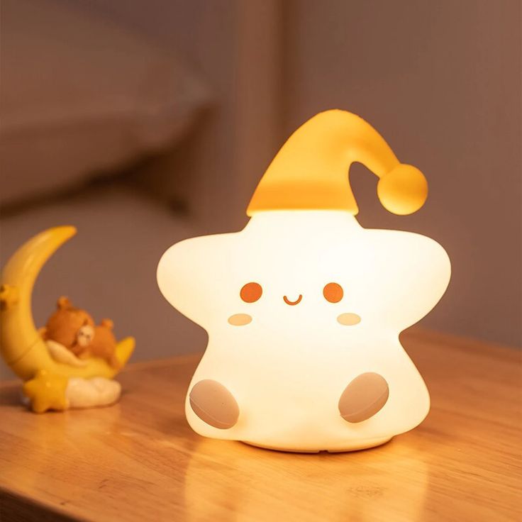 Cute Silicone LED Night Light Lamps USB Rechargeable Mood Lamps Cute Nightlights Bedroom Lamp