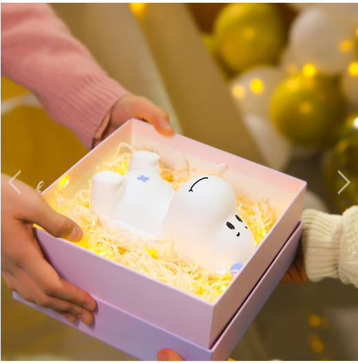 Cute Pet  Night Light, Animal Cow LED Night Lamp, Children's Bedroom Silicon Bedside Table Lamps, with USB Port, RGB Colorful Atmosphere Lights, Timer Sleep Light, for Girls Boy Gifts, Seven Color Mods with Touch Sensor.