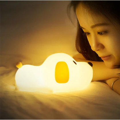 Cute Puppy Soft Silicone Baby Nursery Lamp-USB Rechargeable, Color Temperature and Brightness Adjustable, White and Warm can be Switched, Timing Function, Fabulous Ideal Gift.