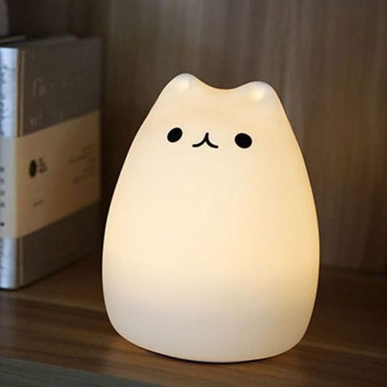 Kitty Night Light, USB Rechargeable Silicone Cute Cat Night Light for Kids With White Warm Light & 7 Color Changing LED Touch Breathing Lamp Nursery Nightlights for Kids bedroom, Birthday Gifts, Return Gift, Party mood , Home Decor Light .