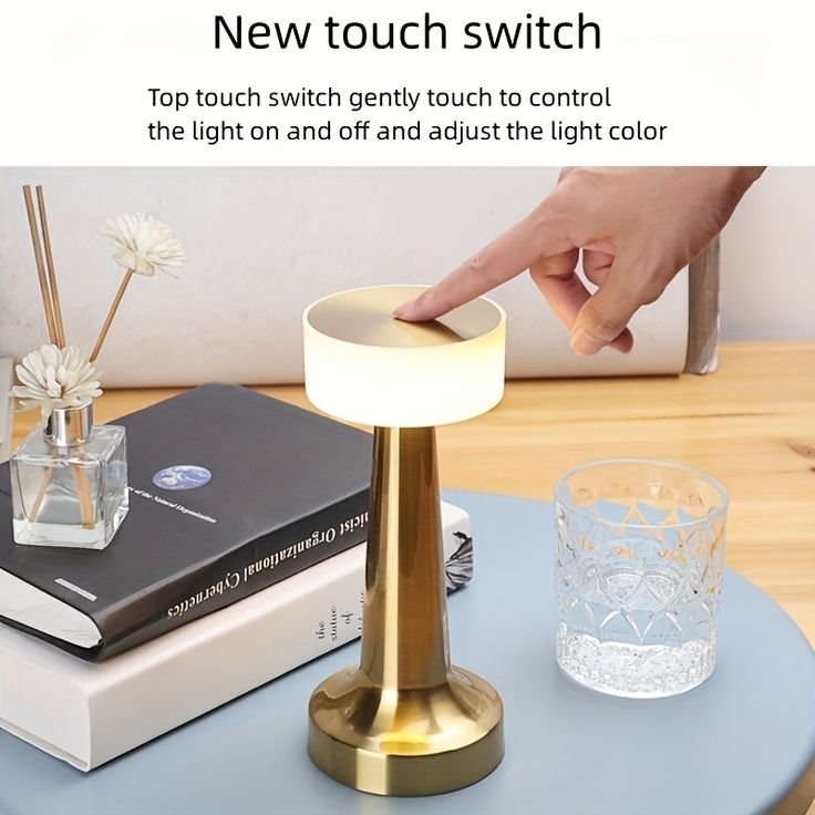 Wireless LED Touch Table Lamp Light with 3 Color Step less Dimming by Touch - Chic Indoor and Outdoor Table Lamp with Stylish Rounded Design for Home, Restaurant and More