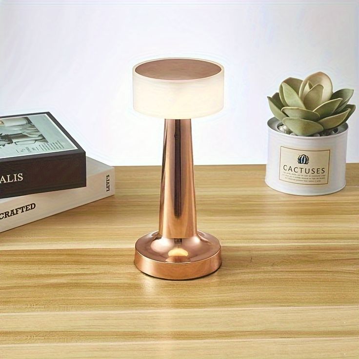 Wireless LED Touch Table Lamp Light with 3 Color Step less Dimming by Touch - Chic Indoor and Outdoor Table Lamp with Stylish Rounded Design for Home, Restaurant and More