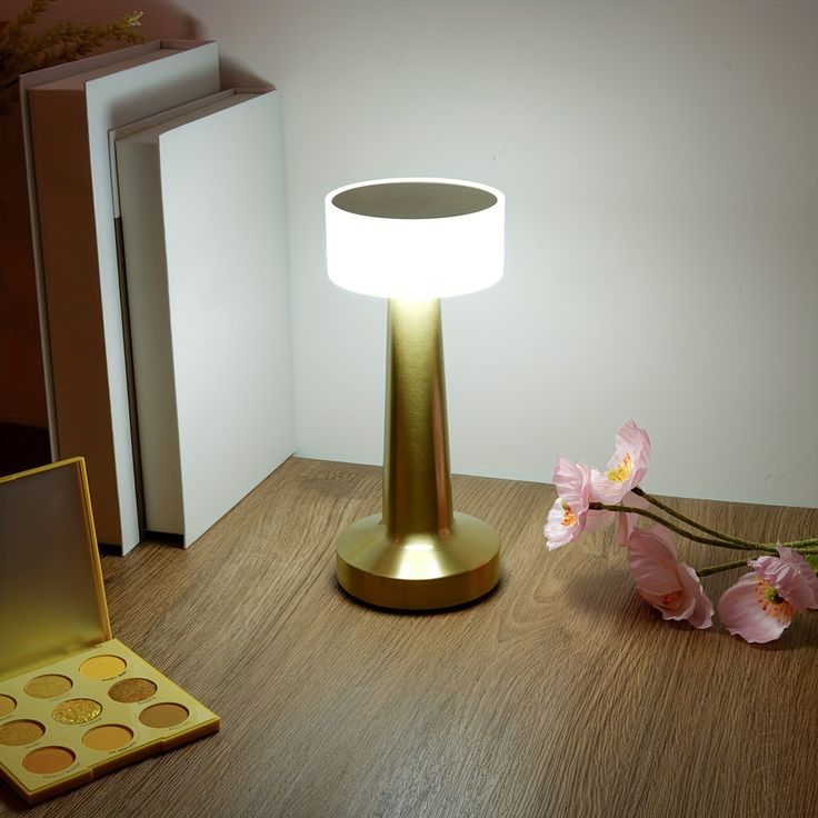 Wireless LED Touch Table Lamp Light with 3 Color Step less Dimming by Touch - Chic Indoor and Outdoor Table Lamp with Stylish Rounded Design for Home, Restaurant and More