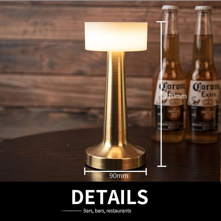 Wireless LED Touch Table Lamp Light with 3 Color Step less Dimming by Touch - Chic Indoor and Outdoor Table Lamp with Stylish Rounded Design for Home, Restaurant and More