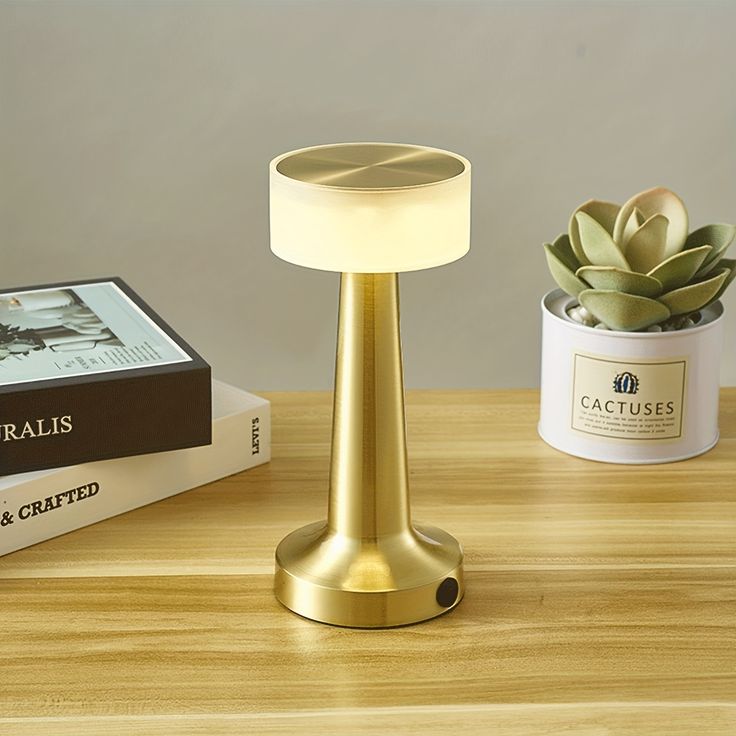 Wireless LED Touch Table Lamp Light with 3 Color Step less Dimming by Touch - Chic Indoor and Outdoor Table Lamp with Stylish Rounded Design for Home, Restaurant and More