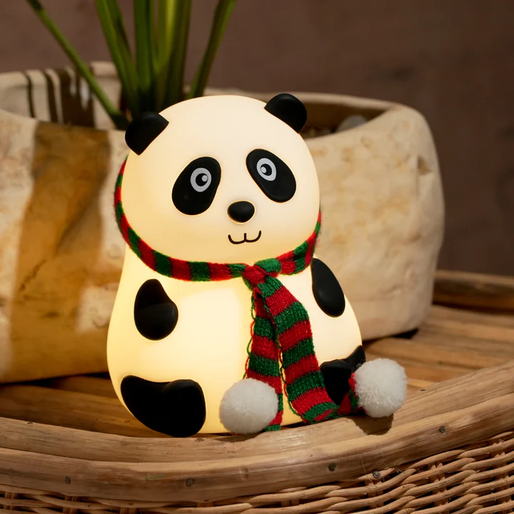 Cute Panda Silicon Night Lamp 7 Colour Changing Light for Kids Bedroom, USB Rechargeable