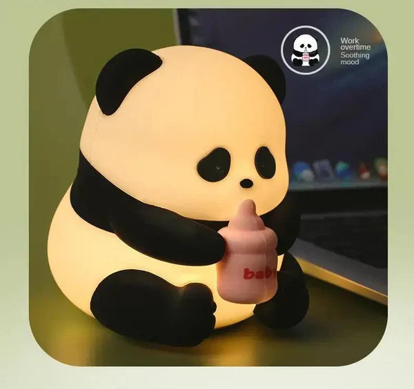 Cute Milk Bottle Panda Rechargeable Night Light