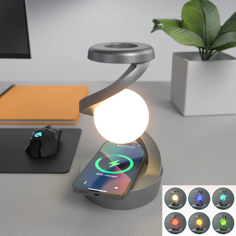 Rotating Wireless RGB Floating Moon Lamp