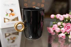 Black Solitaire Diamond Ring Coffee Mug, Ceramic Coffee Mugs for Couples , Lovers, Coffee & Tea Lovers.