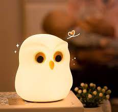 Cute Owl Kids Night Light Lamp With USB Rechargeable Cute Animal Lamps, Creative Feeding Light at Night LED Color Changing Soft Silicone Lamp, Bedside Night Lamp, Children Room Desk Decor Bird Light,  Birthday Gifts, Home Decor etc.