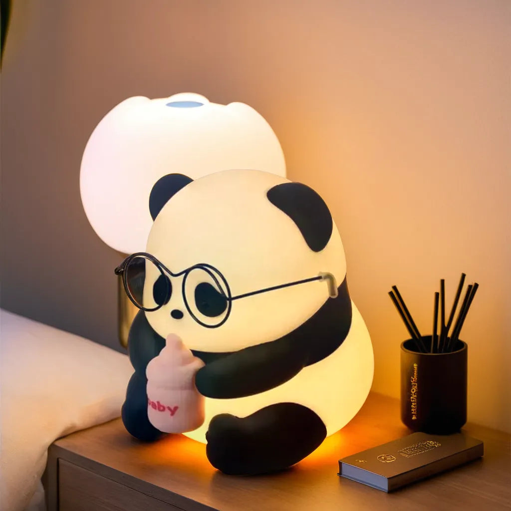 Cute Milk Bottle Panda Rechargeable Night Light