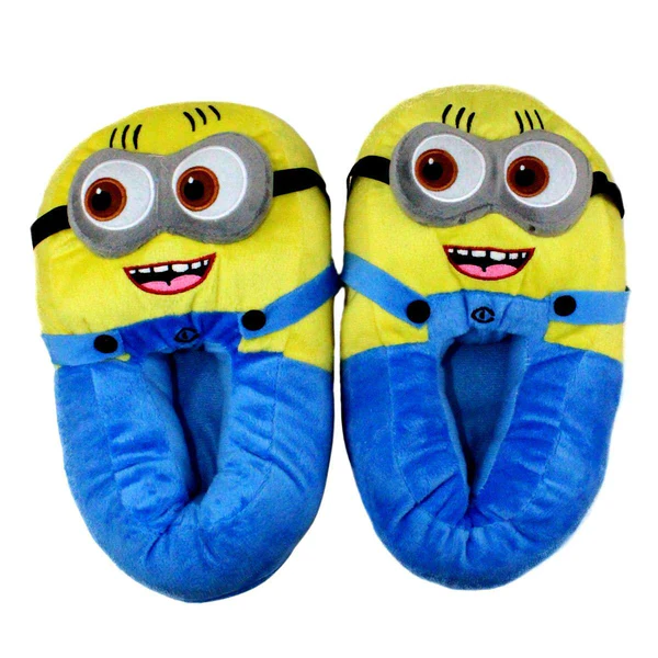 Minions Slippers Plush Lining Non Slip Winter House Slippers for Couples Christmas Gift (Universal Size)