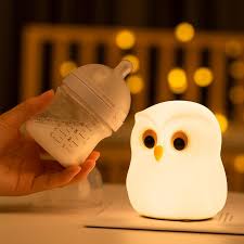 Cute Owl Kids Night Light Lamp With USB Rechargeable Cute Animal Lamps, Creative Feeding Light at Night LED Color Changing Soft Silicone Lamp, Bedside Night Lamp, Children Room Desk Decor Bird Light,  Birthday Gifts, Home Decor etc.