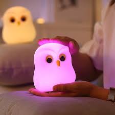 Cute Owl Kids Night Light Lamp With USB Rechargeable Cute Animal Lamps, Creative Feeding Light at Night LED Color Changing Soft Silicone Lamp, Bedside Night Lamp, Children Room Desk Decor Bird Light,  Birthday Gifts, Home Decor etc.