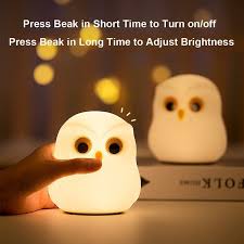 Cute Owl Kids Night Light Lamp With USB Rechargeable Cute Animal Lamps, Creative Feeding Light at Night LED Color Changing Soft Silicone Lamp, Bedside Night Lamp, Children Room Desk Decor Bird Light,  Birthday Gifts, Home Decor etc.