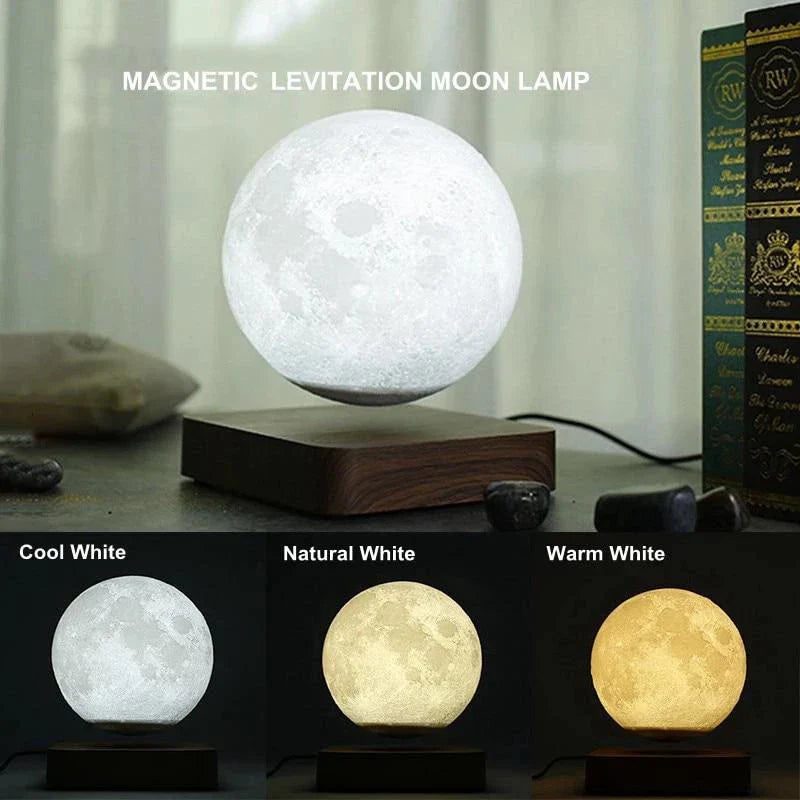 Floating Moon Lamp, Magnetic Levitating Moon Lamp, 15.9inch Spinning 3D Night Light with Magnetic Base, Room Decor Moon Light, Birthday Christmas Gifts for Kids