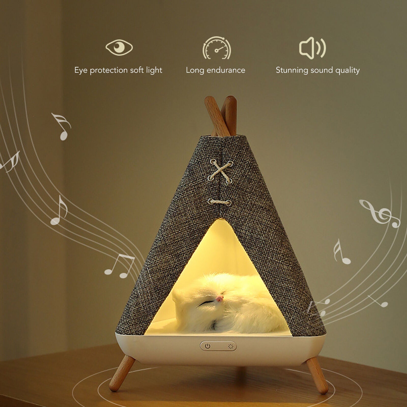 Cute Cat House in Tent Shape Lamp Night Light with Wireless Bluetooth Speaker for Bedroom, Home,  office, Party, Room décor,  Valentine,  Birthday Gifts etc.