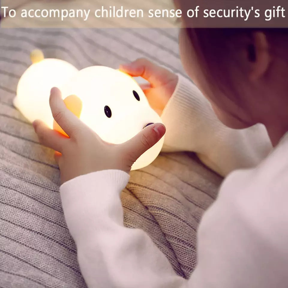 Cute Puppy Soft Silicone Baby Nursery Lamp-USB Rechargeable, Color Temperature and Brightness Adjustable, White and Warm can be Switched, Timing Function, Fabulous Ideal Gift.