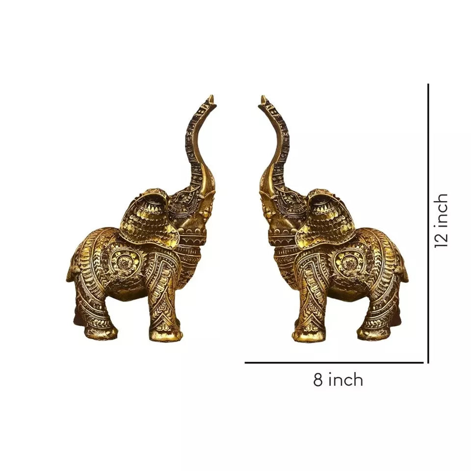 Set Of 2 Trunk Up Elephant Family Statue Showpiece Figurine indian Handicraft