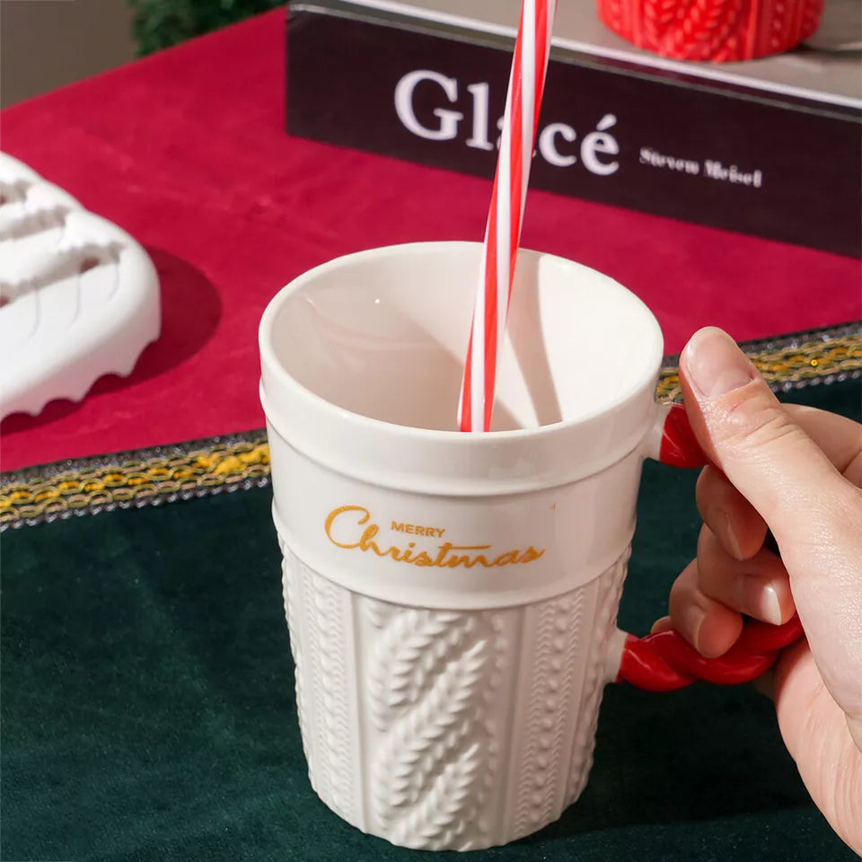 Merry Christmas Mug With Straw