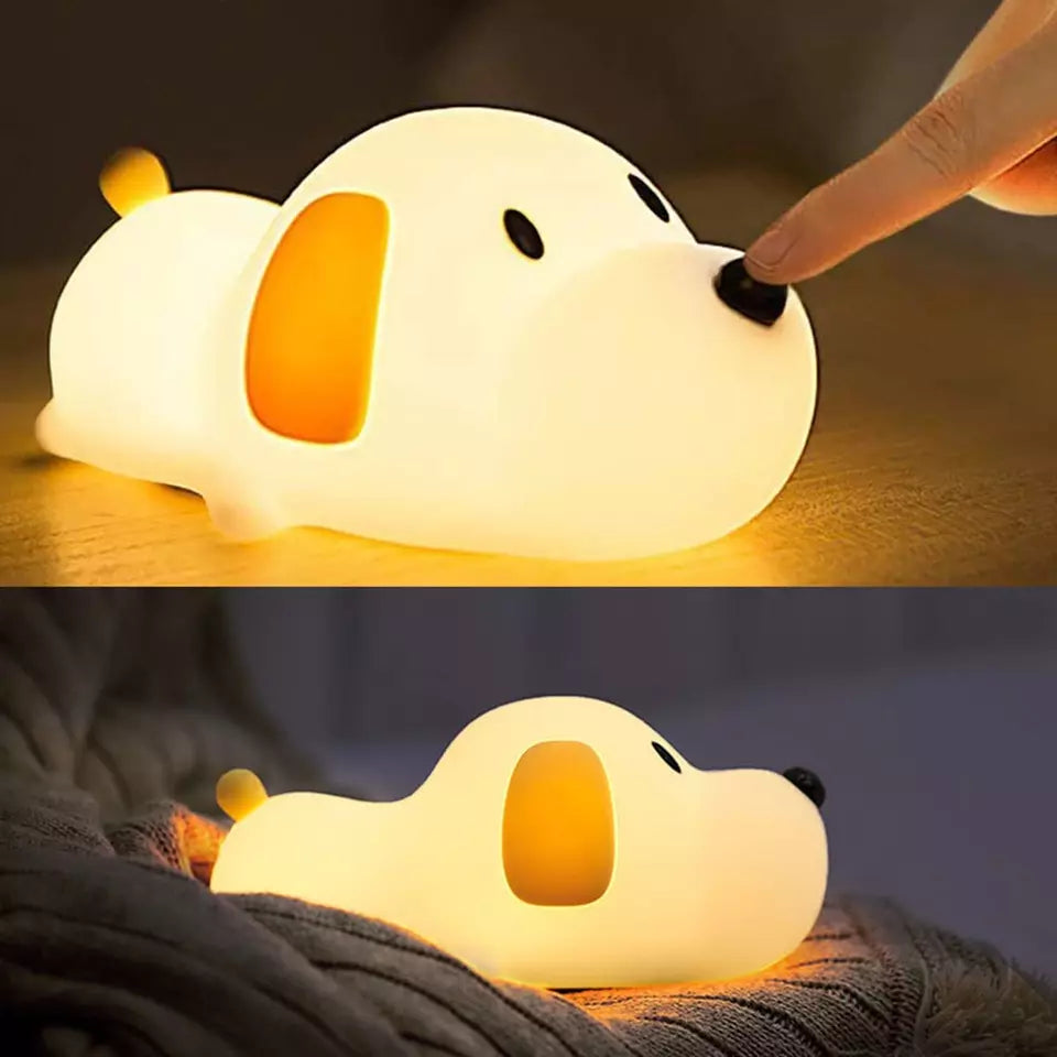 Cute Puppy Soft Silicone Baby Nursery Lamp-USB Rechargeable, Color Temperature and Brightness Adjustable, White and Warm can be Switched, Timing Function, Fabulous Ideal Gift.