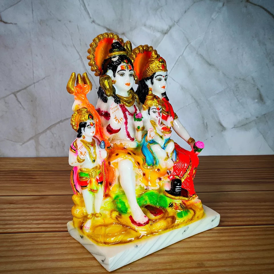 Marble Polish Shiva Parvati Ganesha Statue Sculpture Handicraft